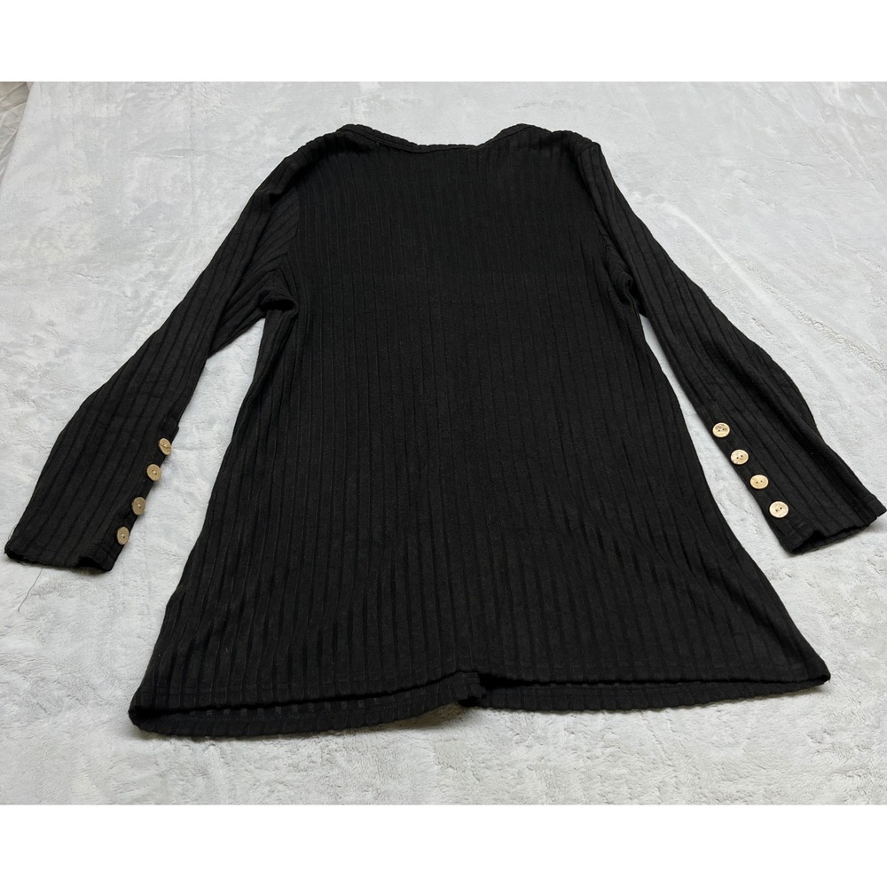 Askyes Ribbed Button Front‎ Womens Cardigan XL Black Pockets - Picture 10 of 11